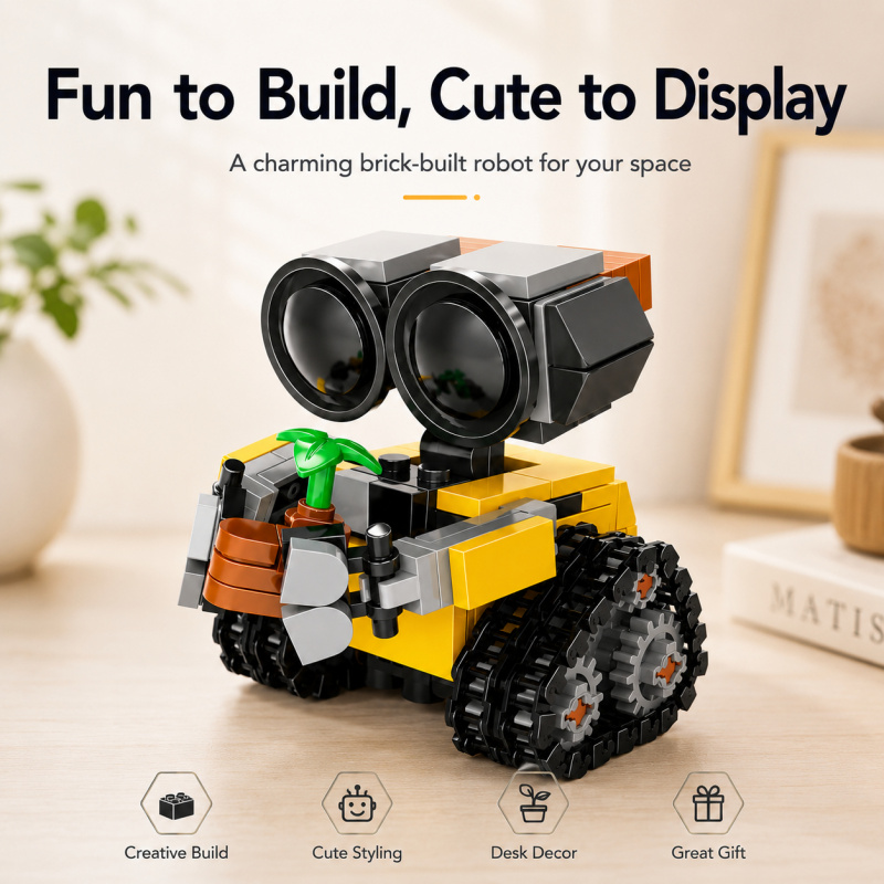 Plant Desk Mini - Mini Robot Bouwstenenset, Schattig rupsbandrobotmodel met