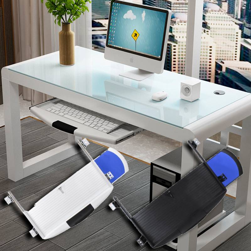 Keyboard Tray Under Desk - Uitschuifbare computerlade Multifunctionele toetsenbordorganisatoren Uitschuifbare toetsenbordplank