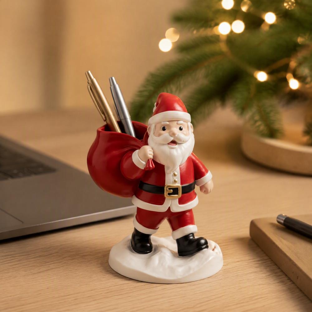 Plant Desk Mini - Kerstman-standbeeld pennenhouder, mini-potplant bureau-organizer voor kersttafeldecoratie,
