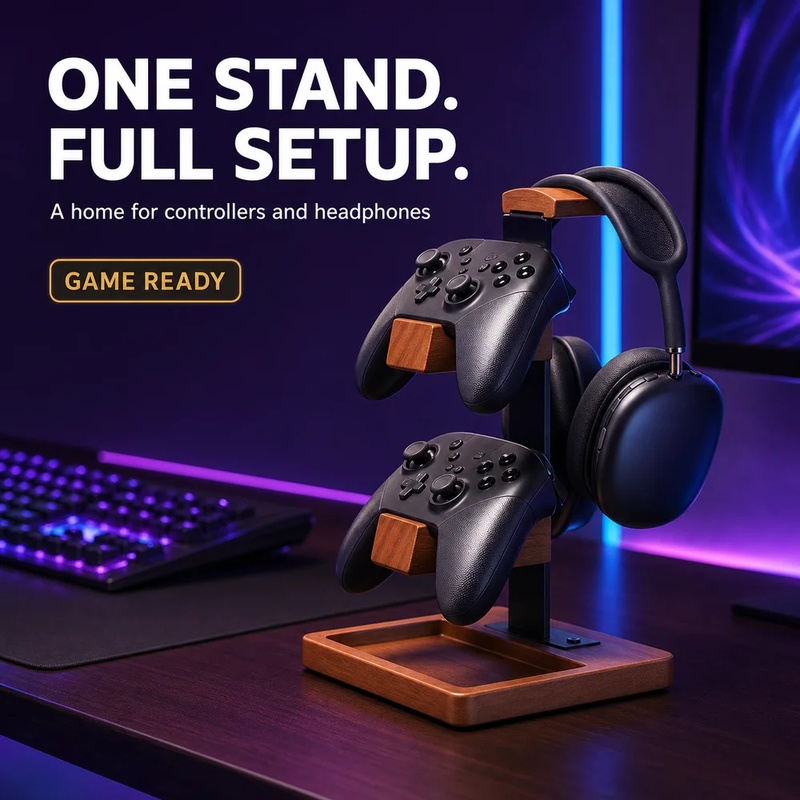 Houten hoofdtelefoonstandaard, - Home Office Headset recensie en prijs