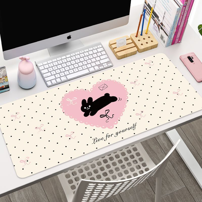 Kawaii roze schattige kat stri - Desk Mat Leather recensie en prijs